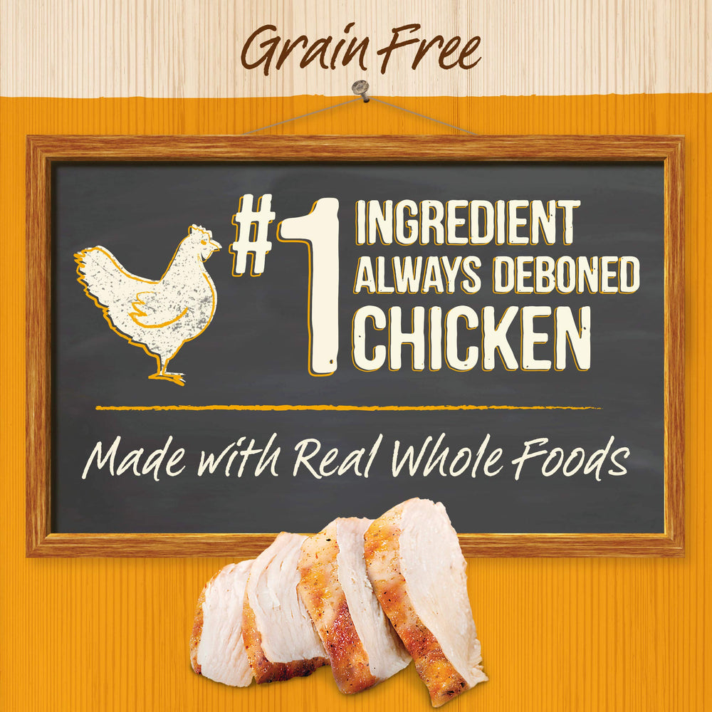 Merrick Chunky Chicken Dinner in Gravy open can image shows ready-to-serve chunks.