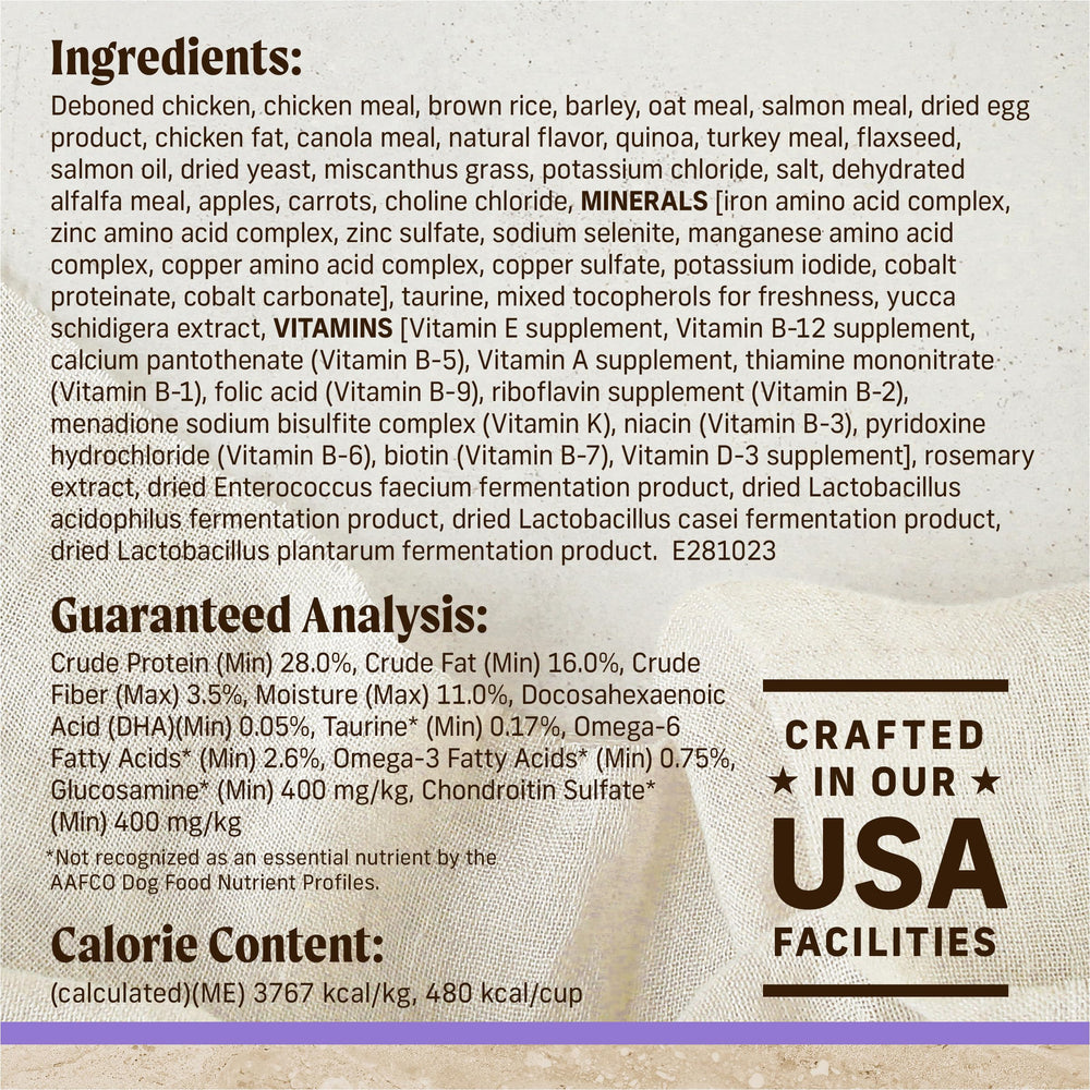 Merrick DHA promotes brain development in puppies through enriched omega fats.