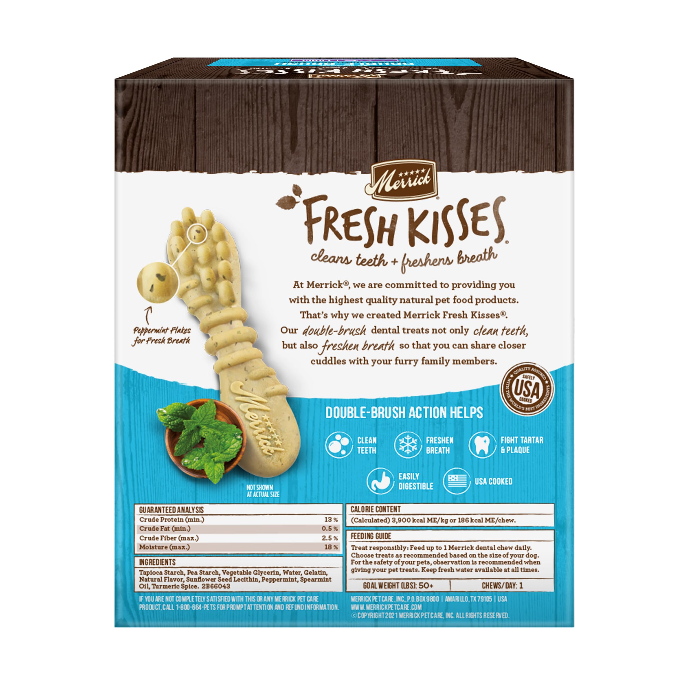 Merrick Fresh Kisses 16 count box ready for daily dental routines