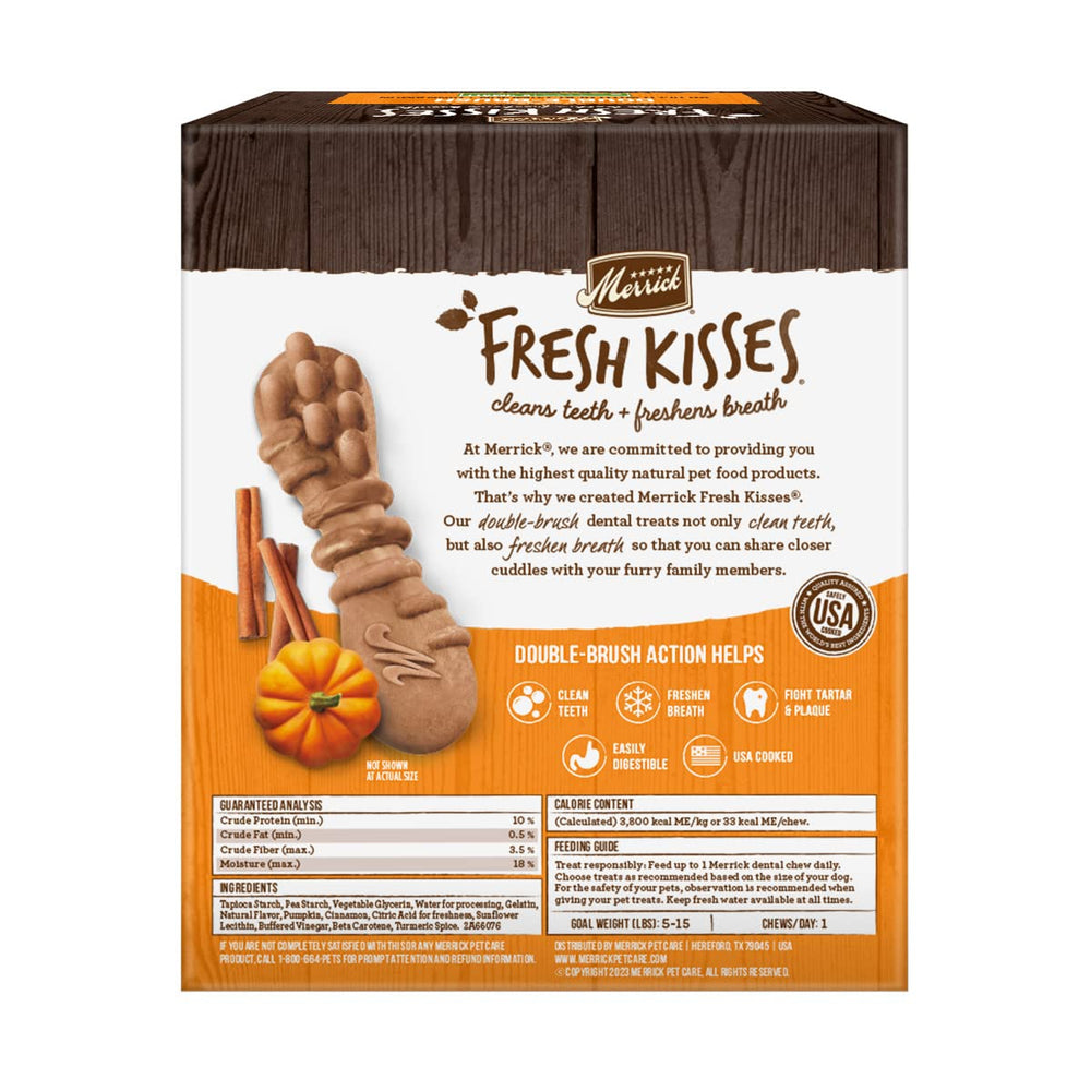 Merrick Fresh Kisses 21 oz bag shown for daily dental rewards