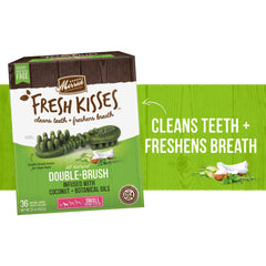 Merrick Fresh Kisses double-brush design shown for effective cleaning.