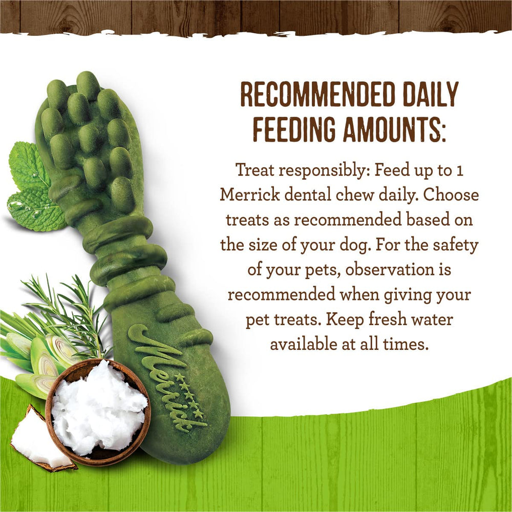 Merrick Fresh Kisses 13-ingredient formula with natural oils.