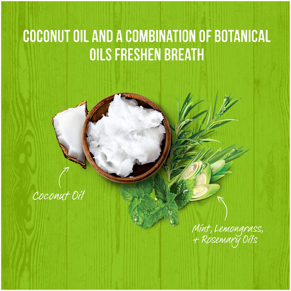 Merrick Fresh Kisses peppermint-lemongrass-rosemary aroma emphasizes natural breath-freshening oils