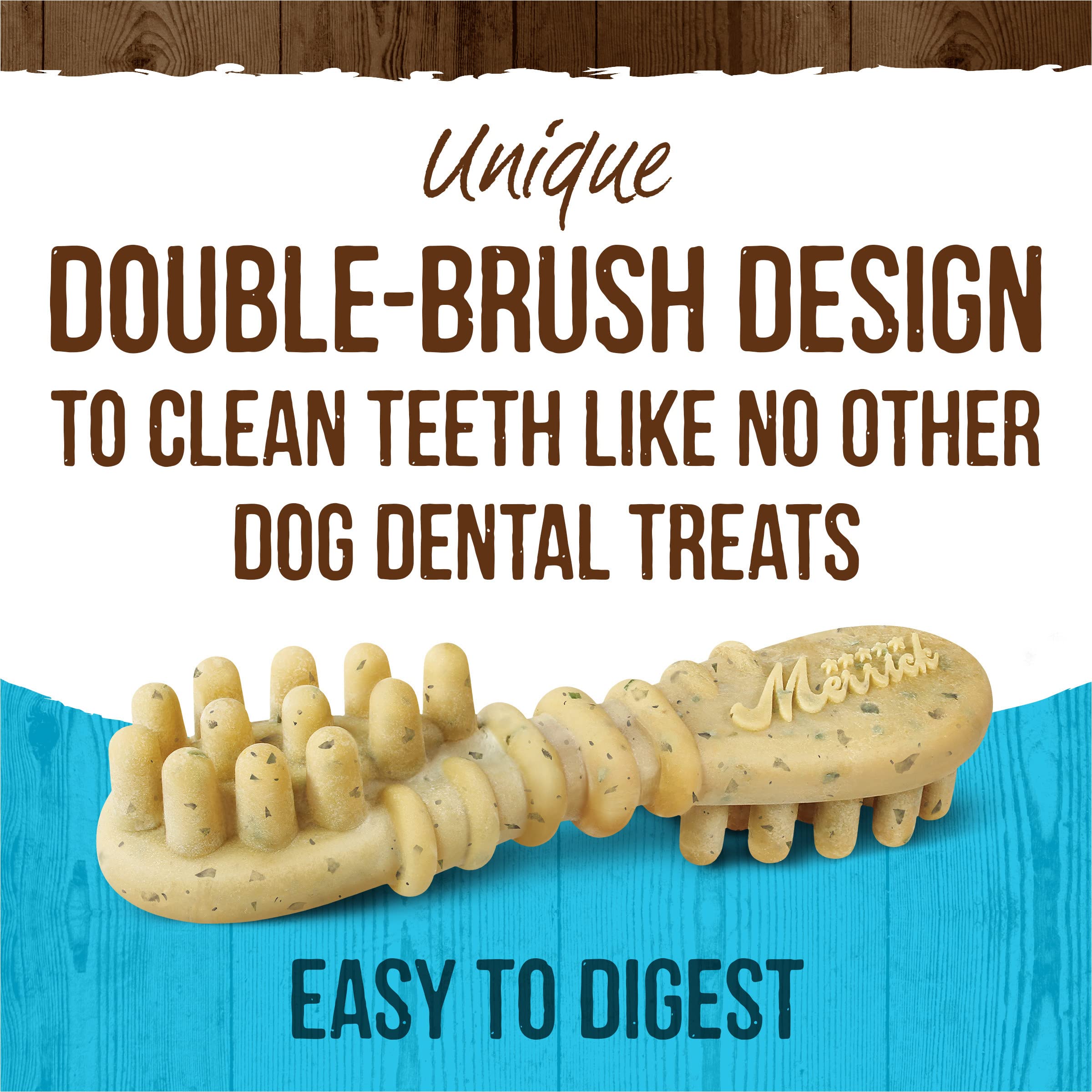 Merrick Fresh Kisses toothbrush-shaped treat demonstrates ergonomic design for large dogs