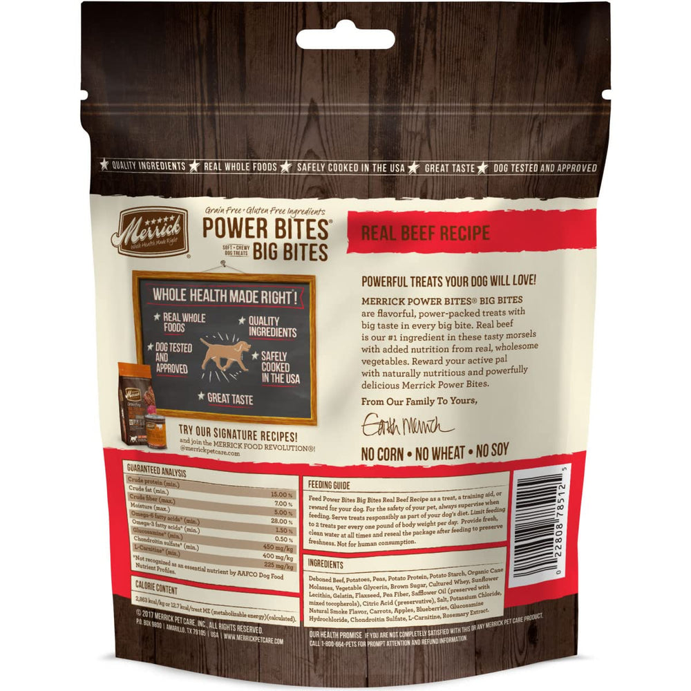 Merrick Power Bites elaborado en Hereford TX con ingredientes naturales