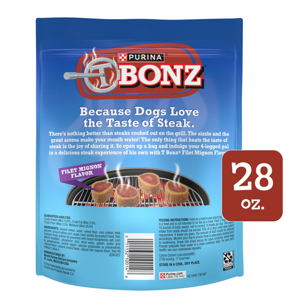 Merrick Purina T-Bonz steak-flavor medallions tempt with real beef.
