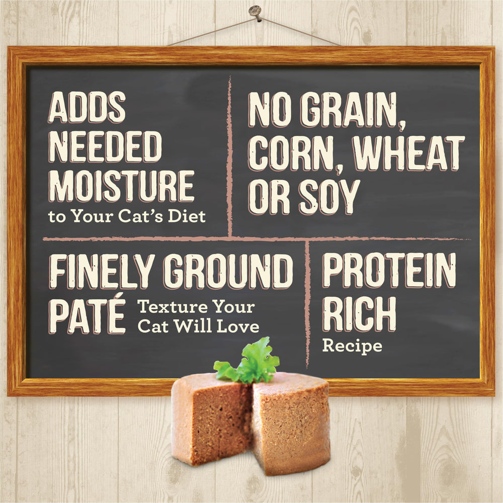 Merrick Purrfect Bistro chicken pate canned image highlights portioned 3 oz servings for easy meals.