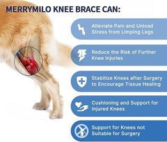 MerryMilo dog knee brace side view with secure straps for easy on/off