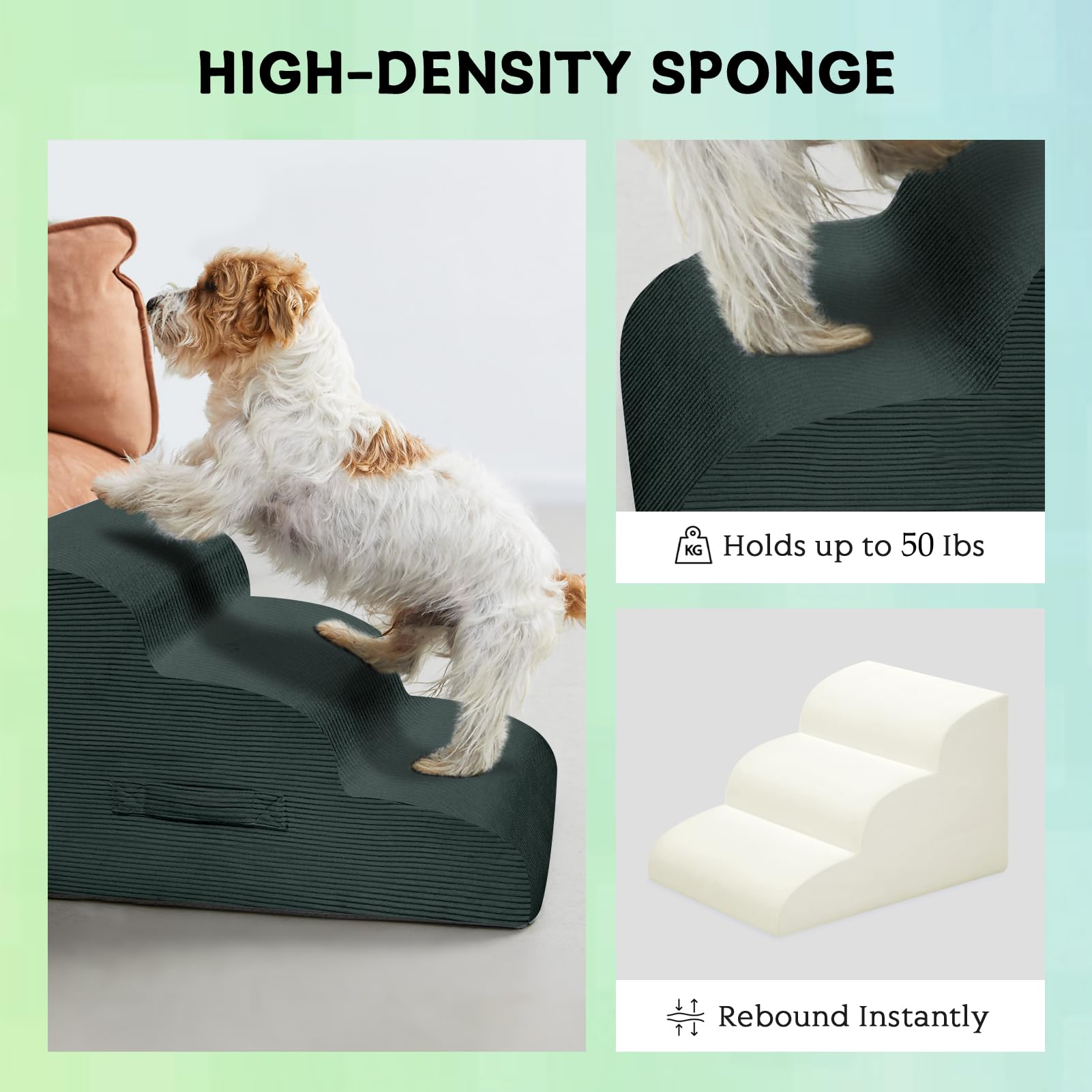 Mesa Lemon dog stairs non-slip cover closeup emphasizing waterproof fabric grip