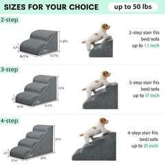 Mesa Lemon dog stairs side view four-step height ideal for couches.