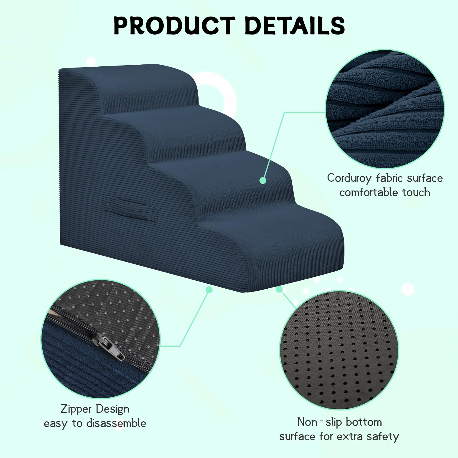 Mesa Lemon dog steps high-density foam core showcases lightweight support