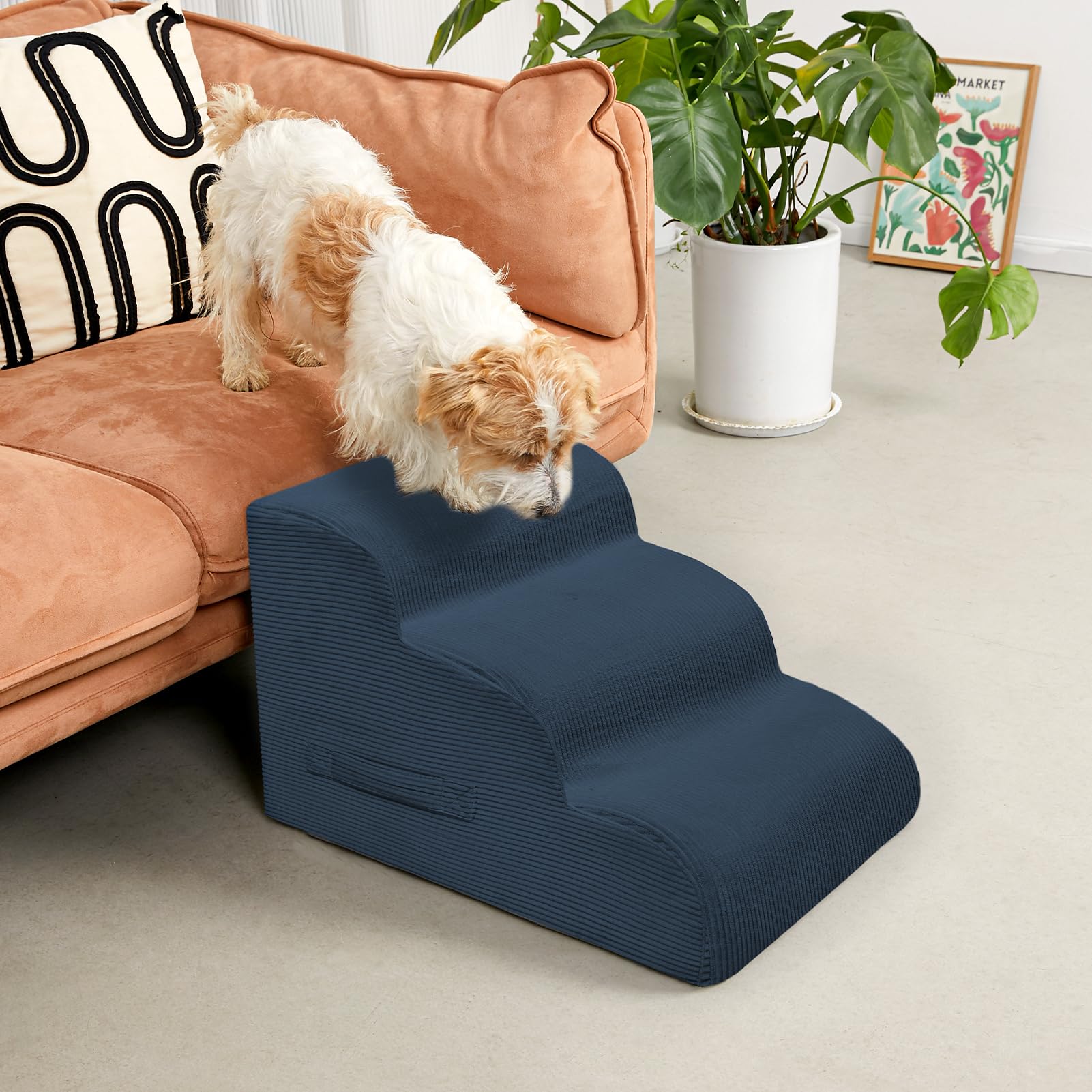 Mesa Lemon dog steps non-slip bottom provides stable footing