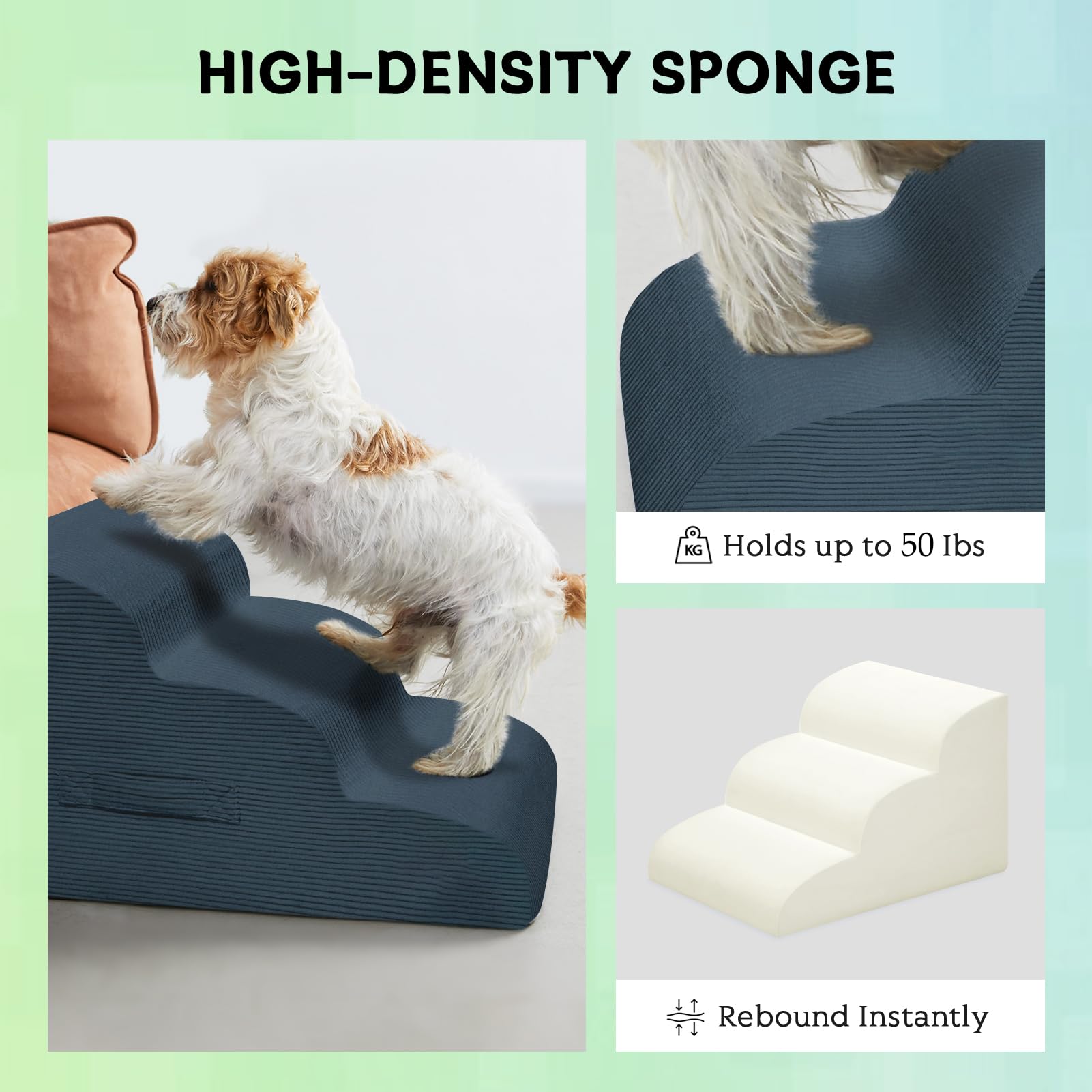 Mesa Lemon dog steps two-step setup demonstrates easy bed access