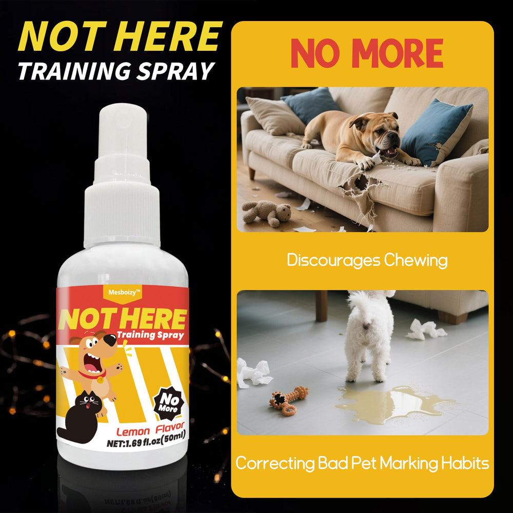Mesboizy Here Potty spray bottle supports indoor/outdoor training and consistent potty location