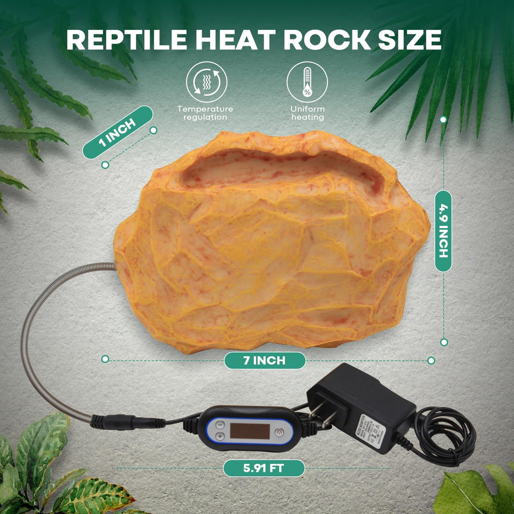 MECESOR heated rock with natural texture supports climbing and basking in bearded dragons.