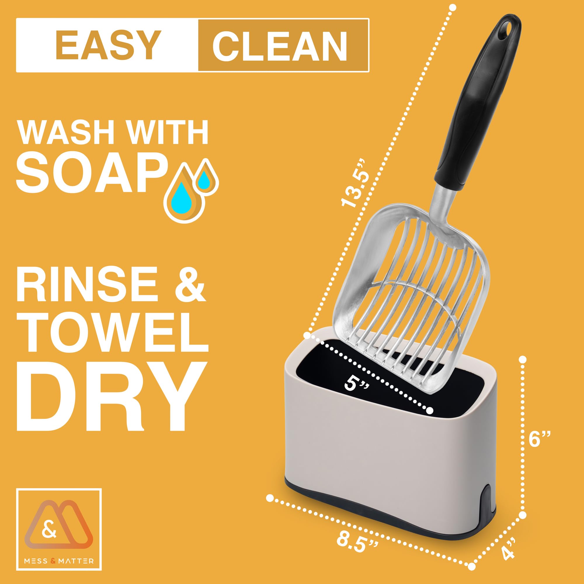 Mess & Matter roll of litter bags included for easy disposal.