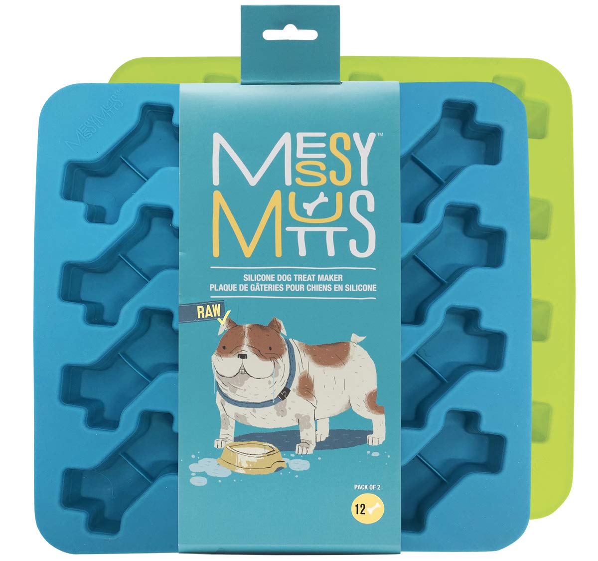 Messy Mutts bone molds 12 cups for quick, portion-controlled dog treats.