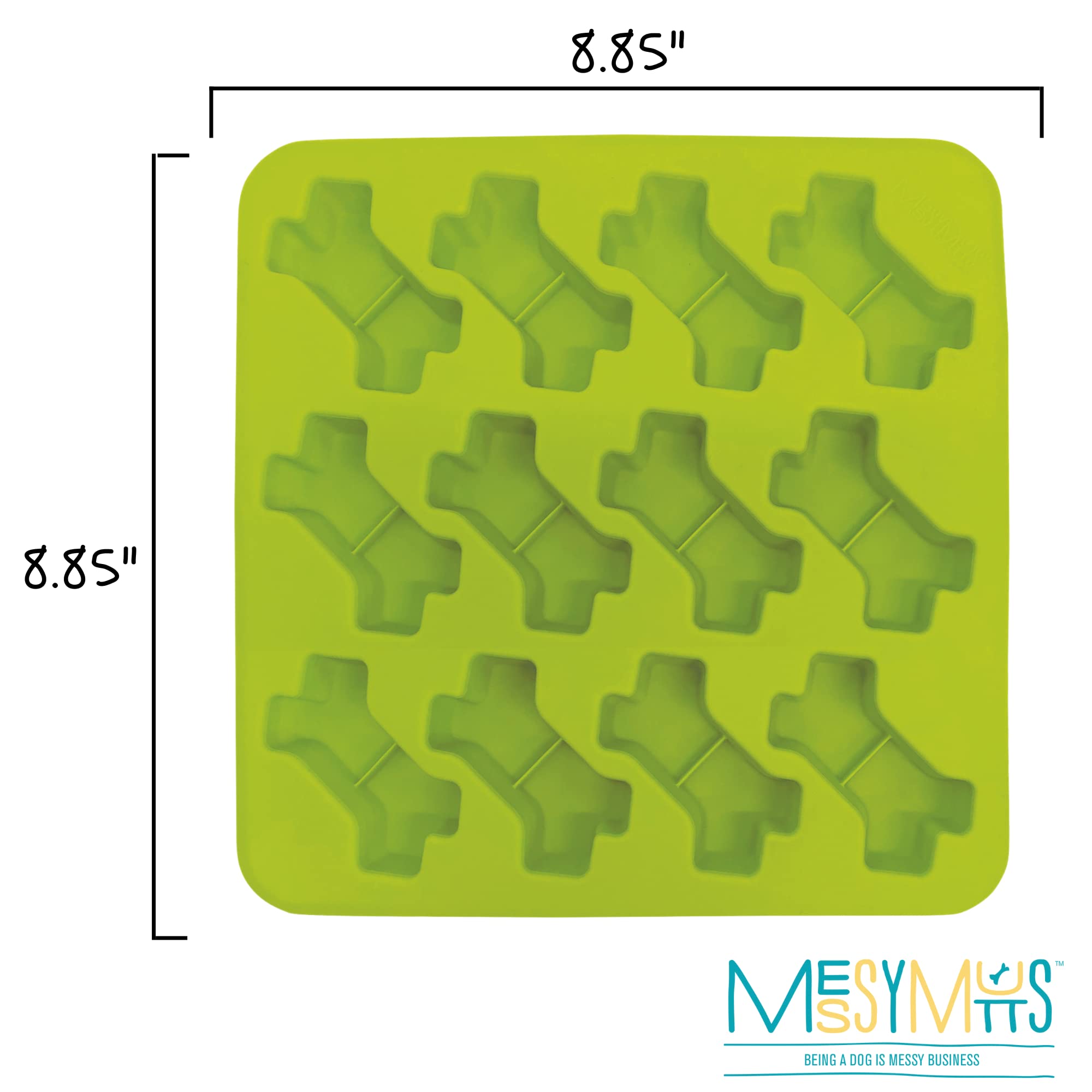 Messy Mutts silicone baking molds with flexible release for paw-shaped snacks.