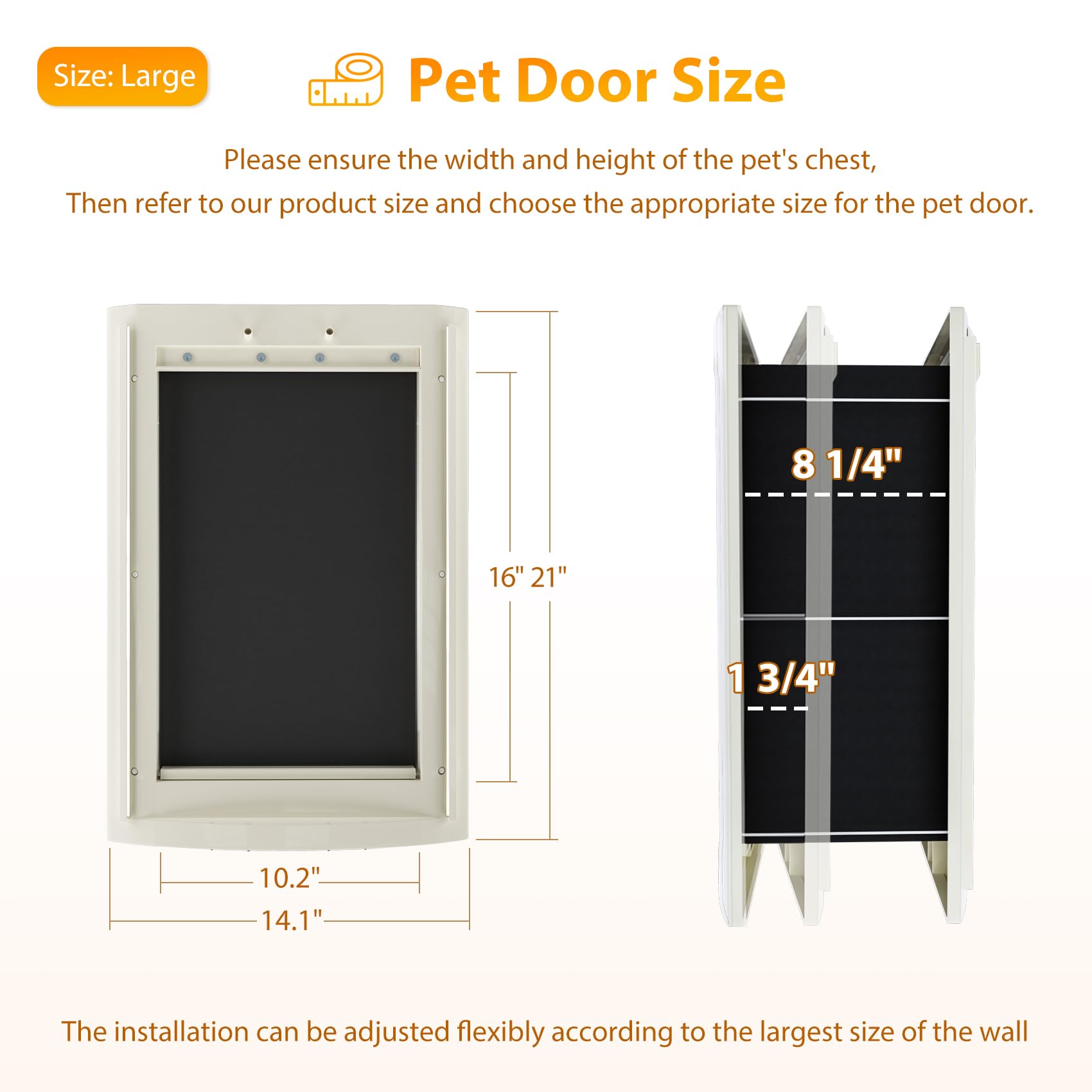 mestyl wall-mounted dog door closeup highlighting smooth flap edge for easy pet passage