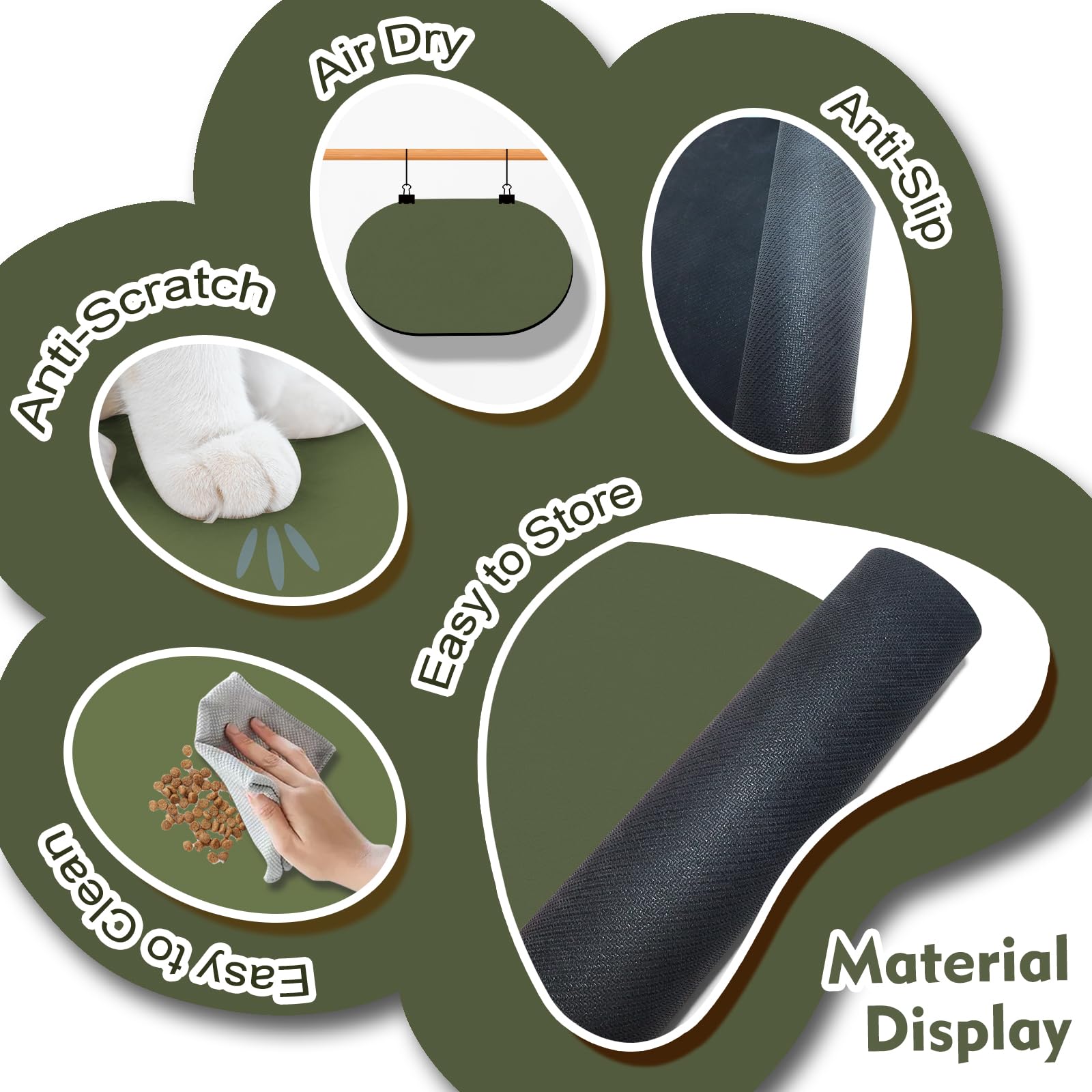 METEOROCK pet feeding mat roll-up for portable storage and travel