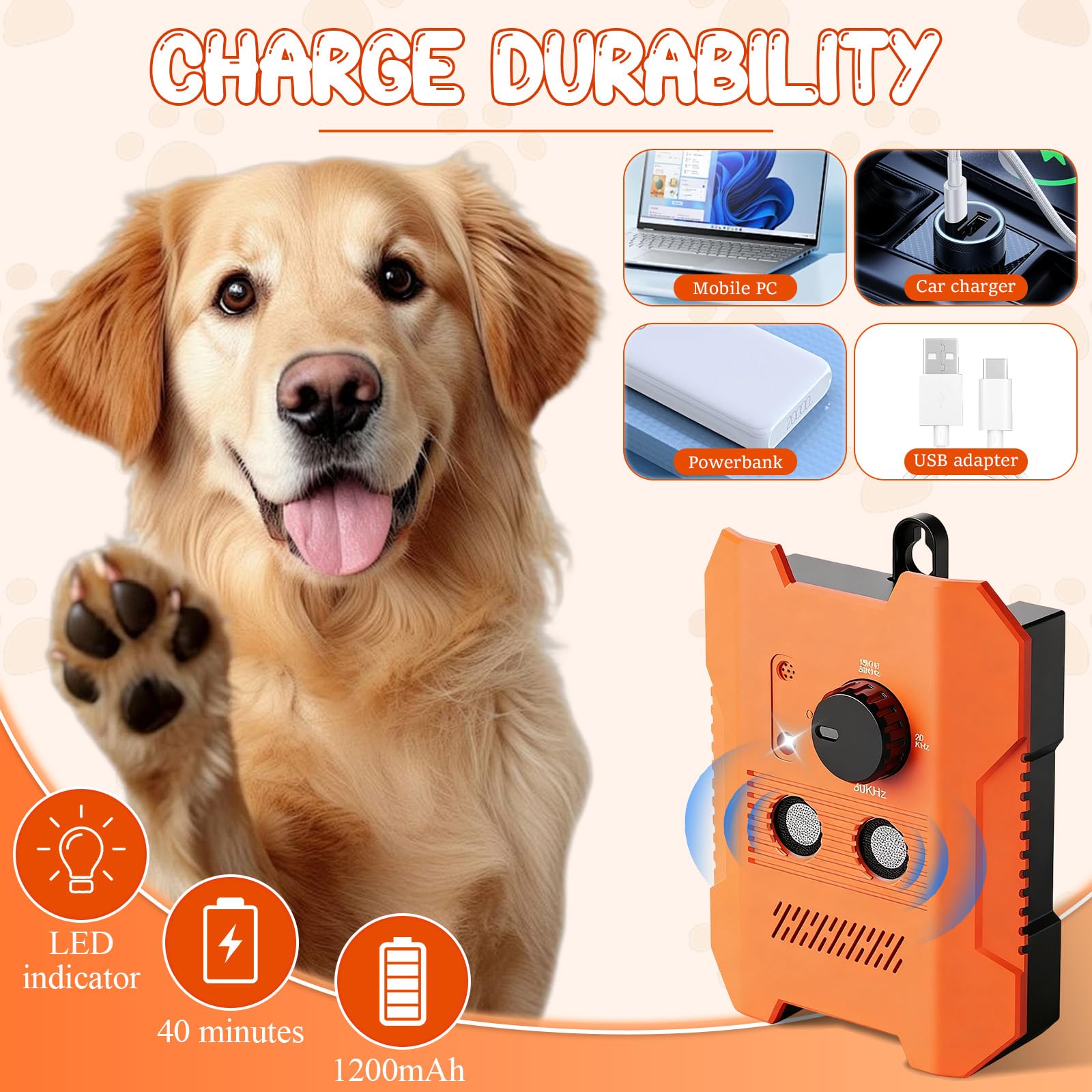 Methill Barkguard Pro LED indicator lights for quick status checks.