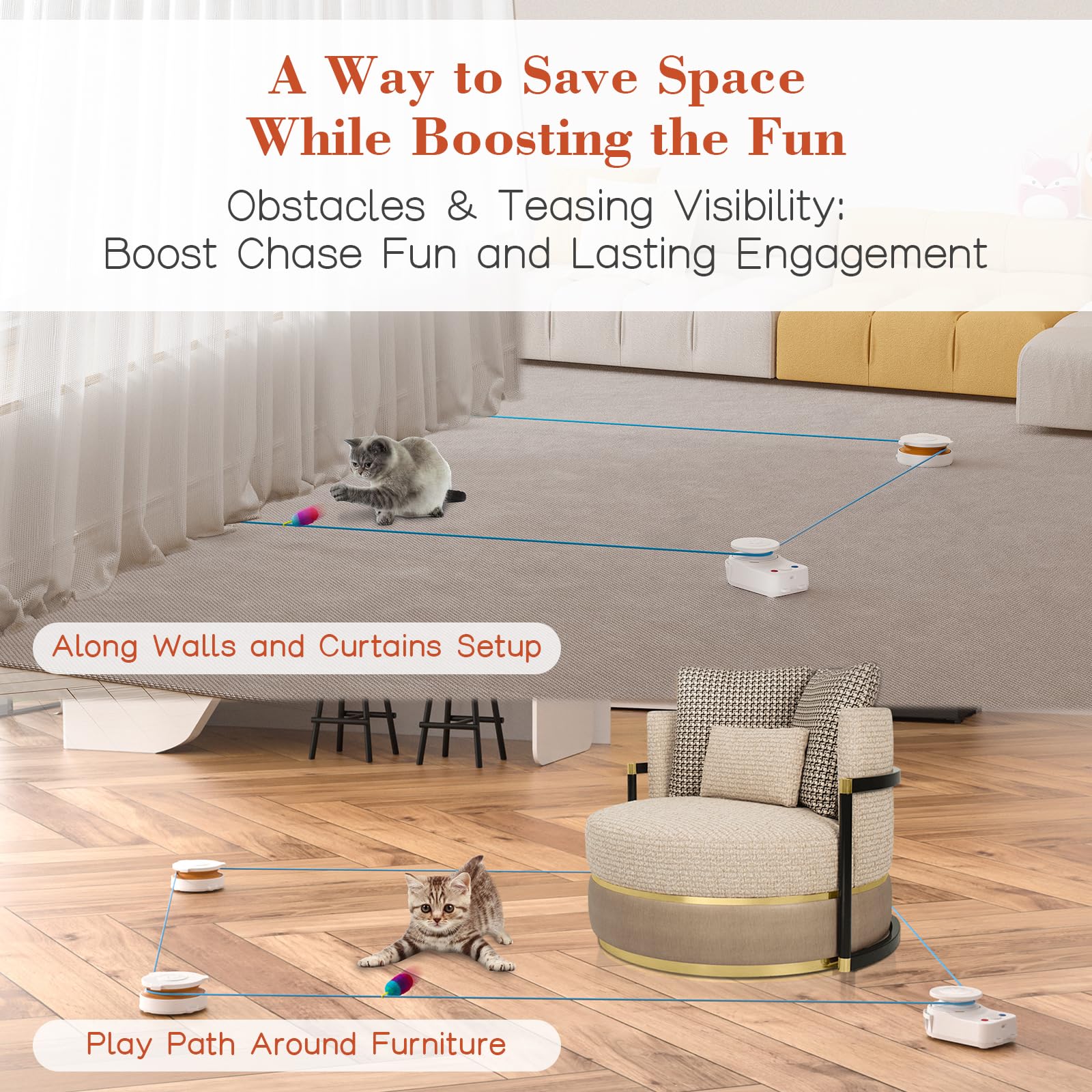 Metiya Hunting Instinct Simulation highlights random paths for stimulating play.