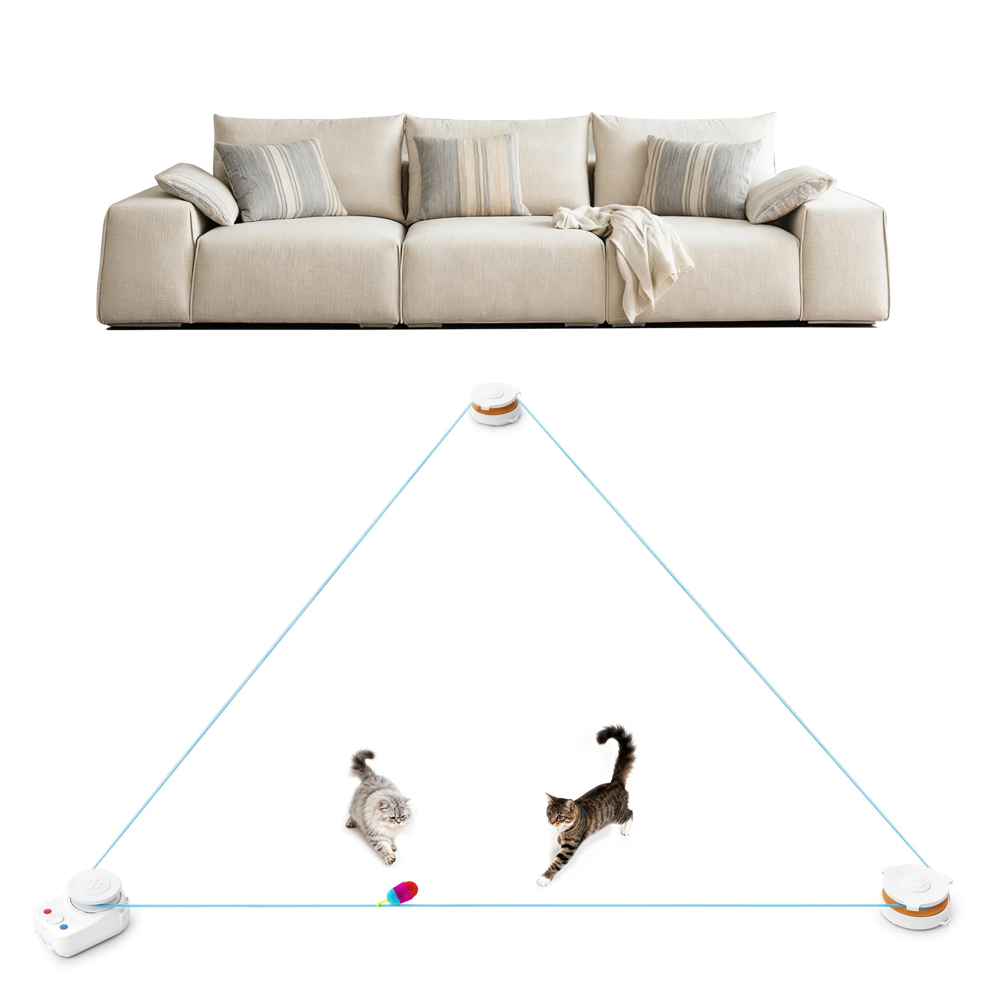 Metiya interactive cat toy stable-setup shows non-slip base for stable indoor play.