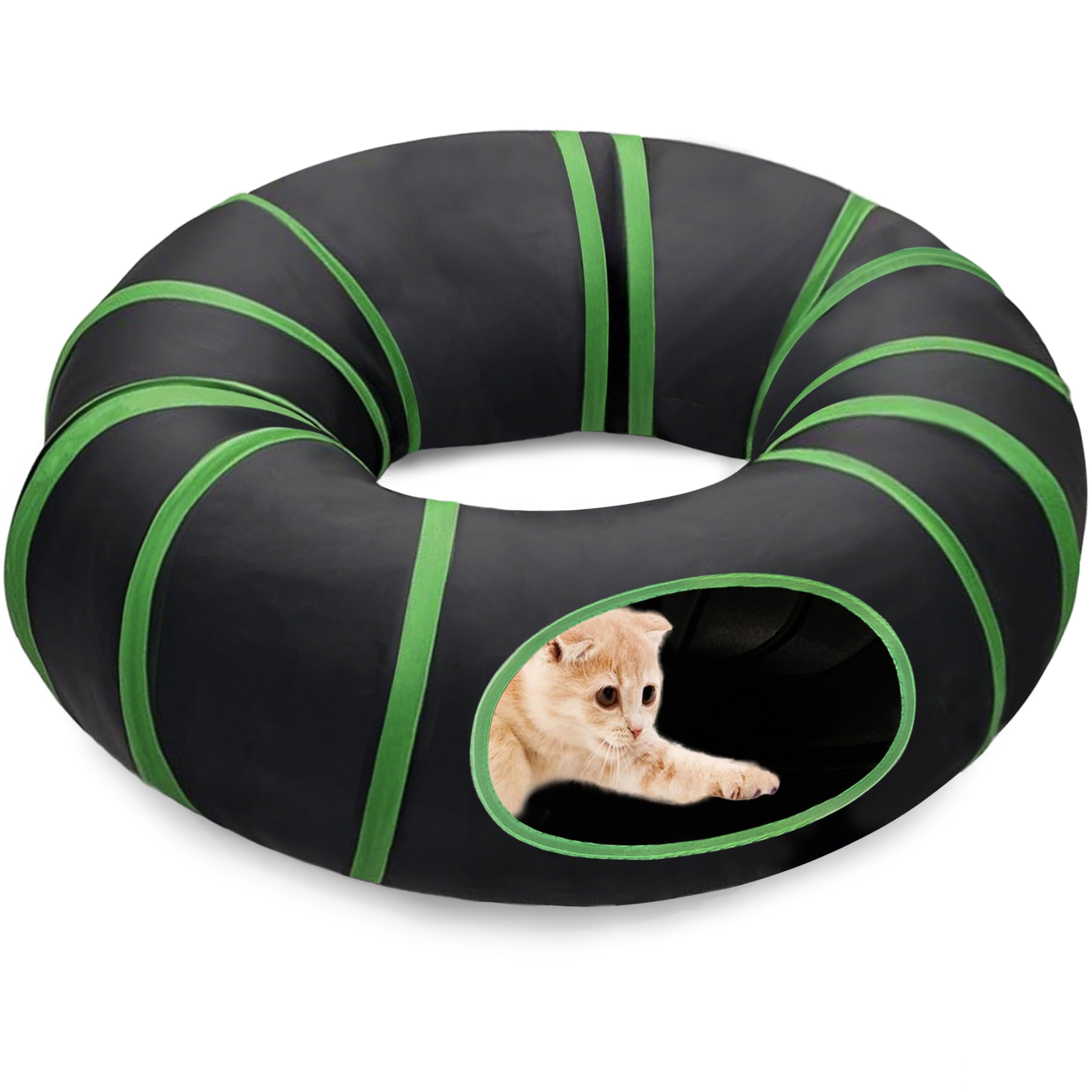 Metiya Interactive Cat Tunnel folded for compact storage, ideal for apartments and travel.