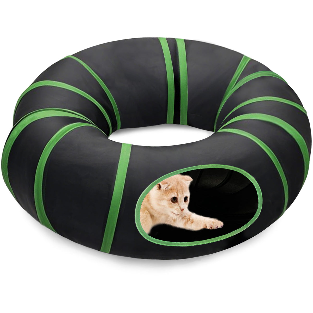 Metiya Interactive Cat Tunnel folded for compact storage, ideal for apartments and travel.