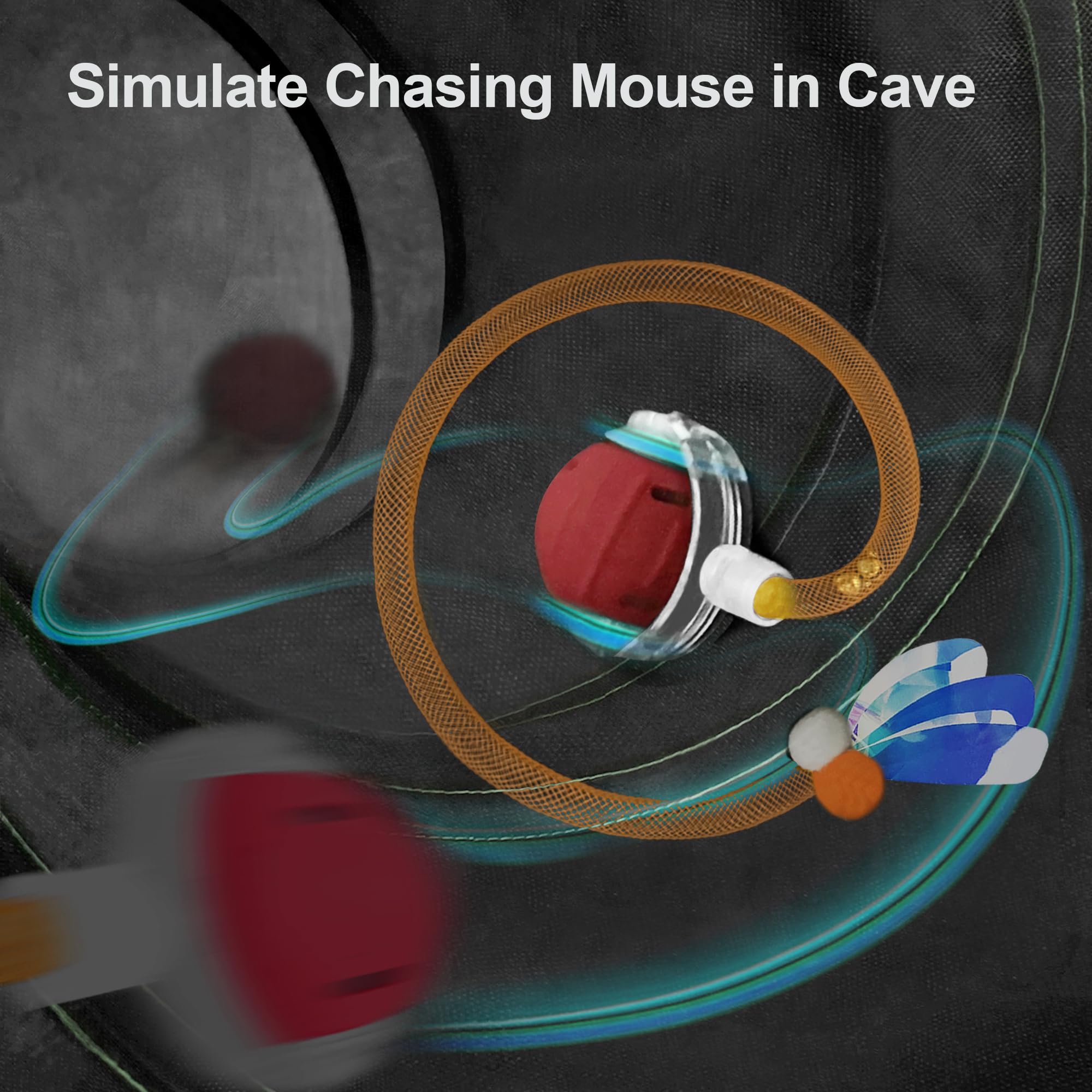 Metiya motion-activated ball rolling inside tunnel demonstrates engaging play for cats