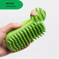 Metopets Rubber Curry Brush removable screen detail for easy cleaning after baths.