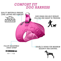 Metric USA Comfort Fit harness with a strong buckle for secure stay-in-place fit.