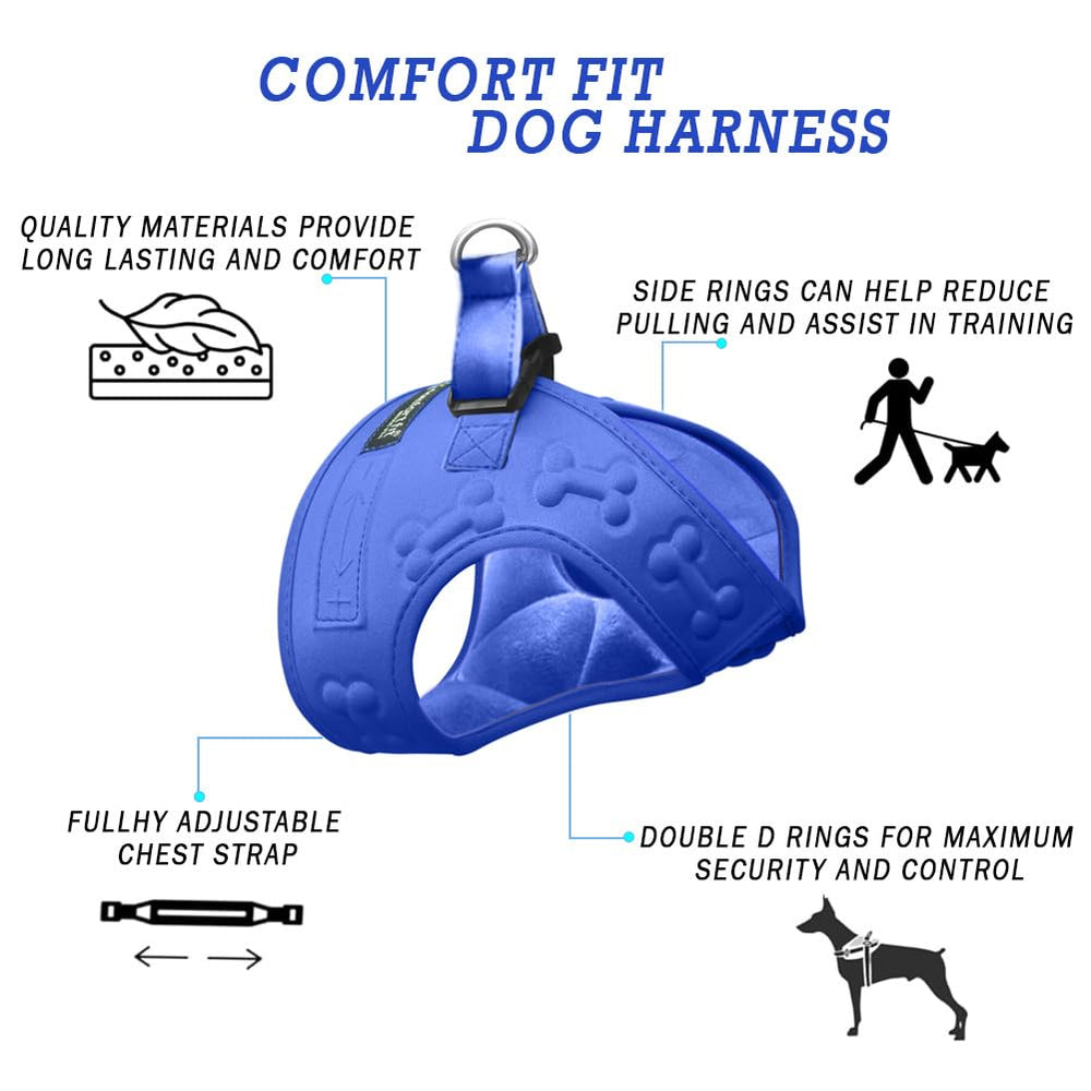 Metric USA harness with Velcro straps enables quick size adjustments.