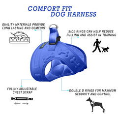 Metric USA harness with Velcro straps enables quick size adjustments.