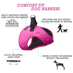 Metric USA Reflective dog harness enhances visibility during evening strolls.