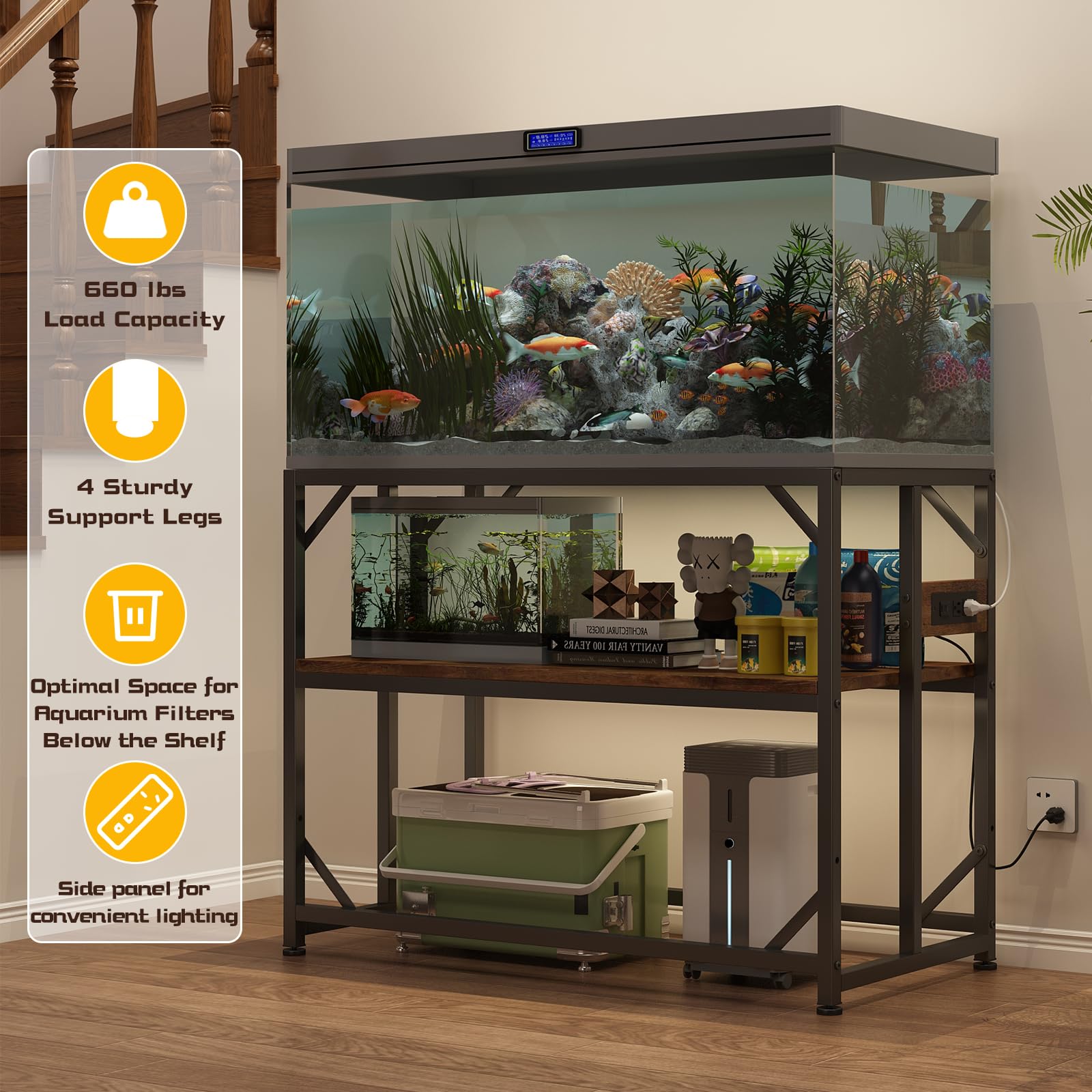 METYERRY minimalist metal aquarium stand fits modern spaces