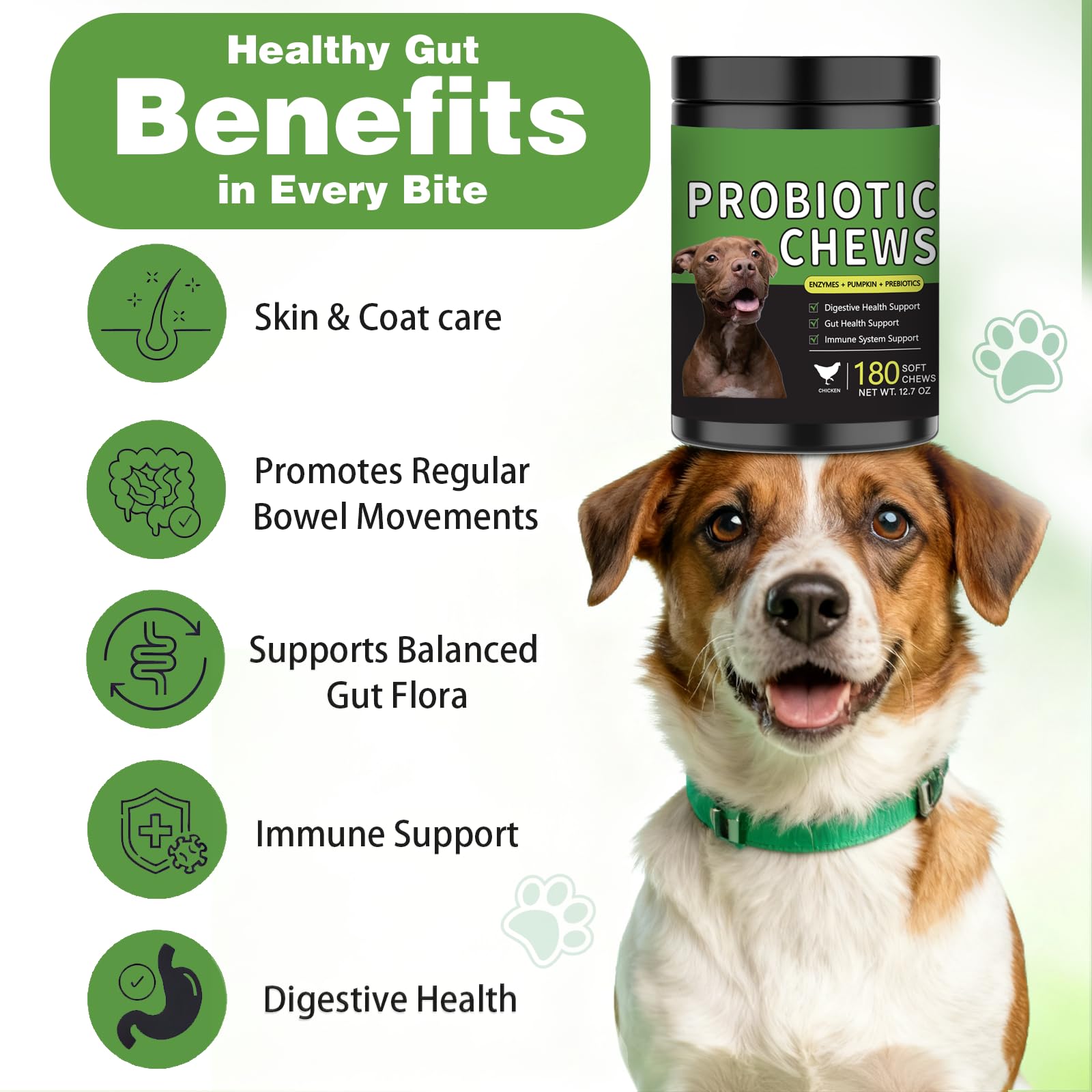 Meukgag dog probiotic chews in chicken flavor for easy feeding and digestion.