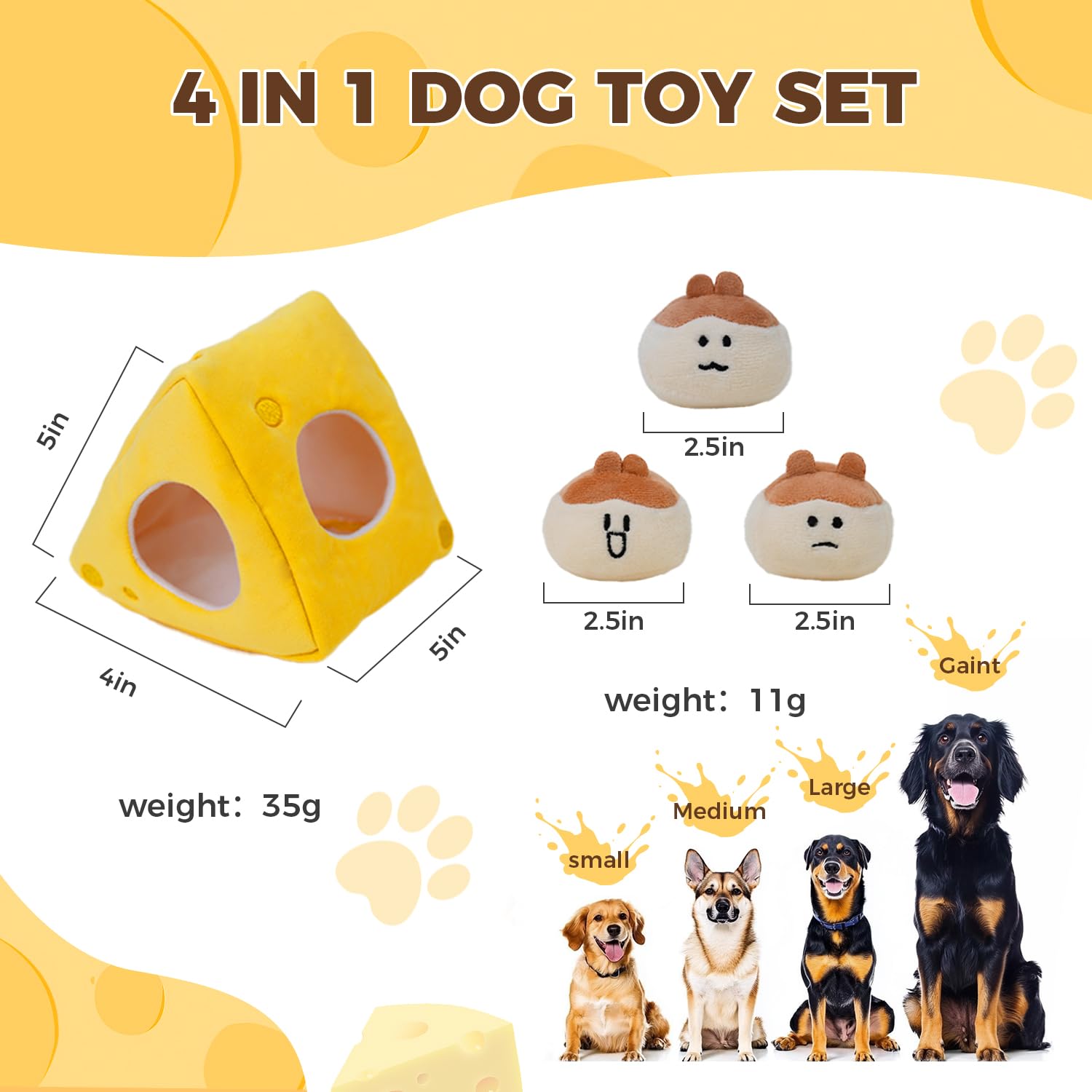 MewaJump cheese medium chew toy – engaging design for focused play and chew time.