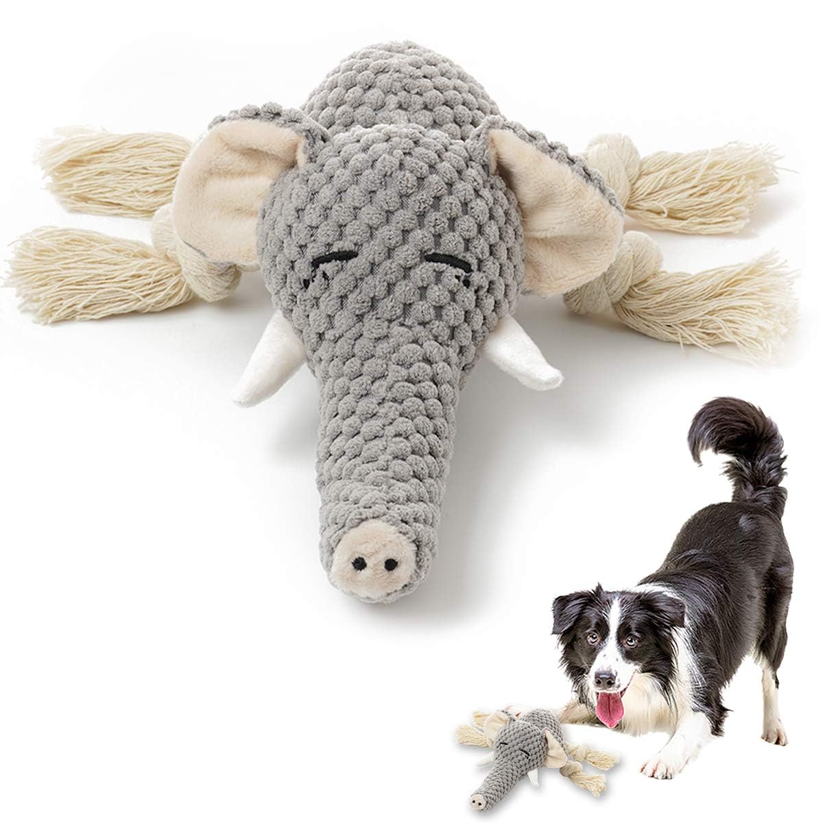 MewaJump plush dog toy squeaky—engages dogs during playtime with crisp sounds.