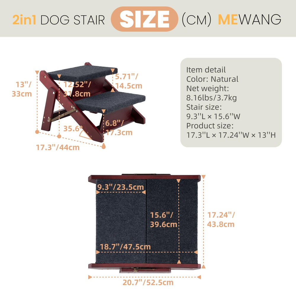 MEWANG pet steps car-use-dogs demonstrates ramp mode aiding vehicle entry.