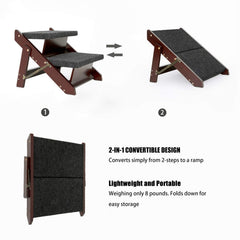 MEWANG pet steps nonskid-feet fabric ramp emphasizes traction for confident climbs.