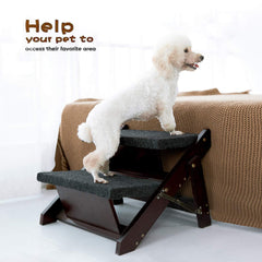 MEWANG wooden pet steps sturdy-wood-construction provides strong support for up to 110 pounds.