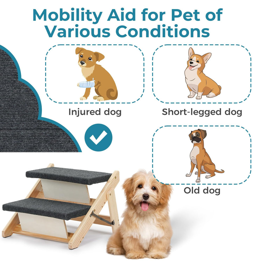 MEWANG wood pet stairs max-load up to 220 lbs.