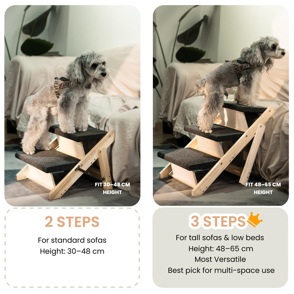 MEWANG wood pet stairs anti-slip liner ensures secure footing.