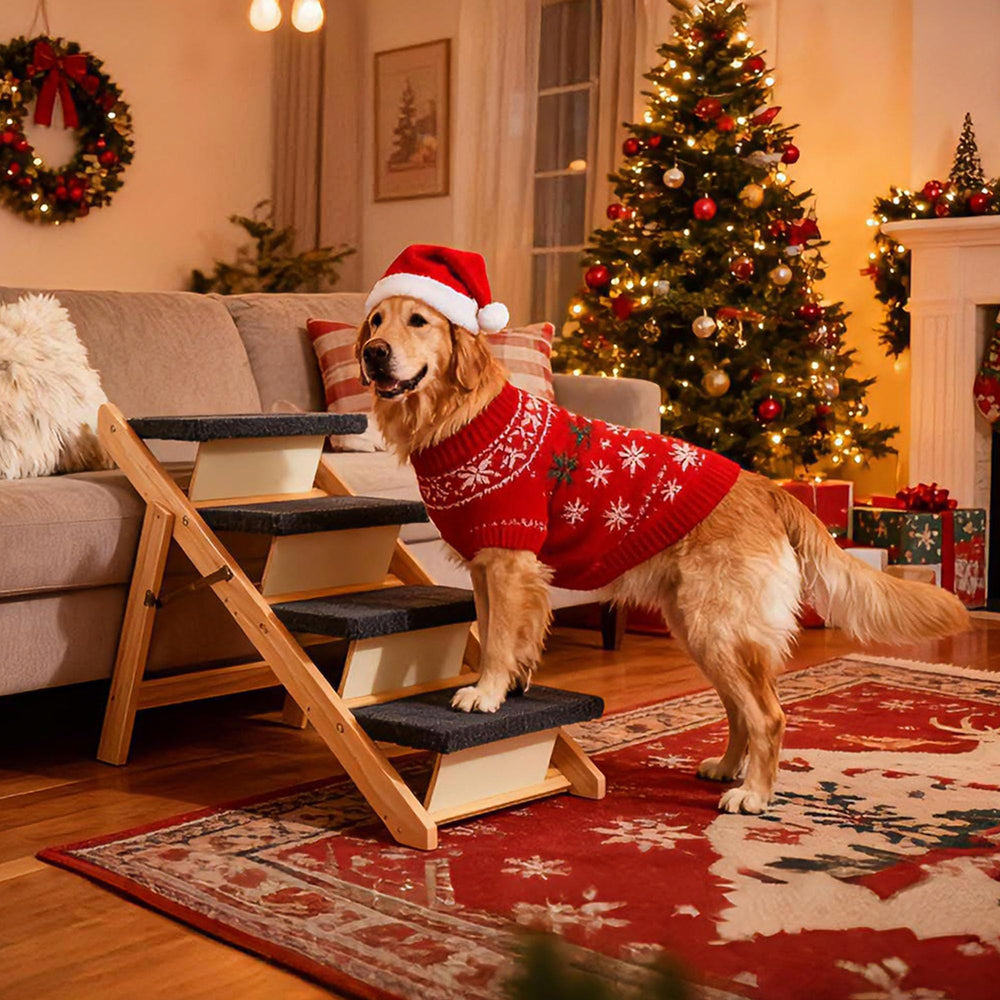MEWANG wood pet stairs ramp mode supports aging pets with gentle incline