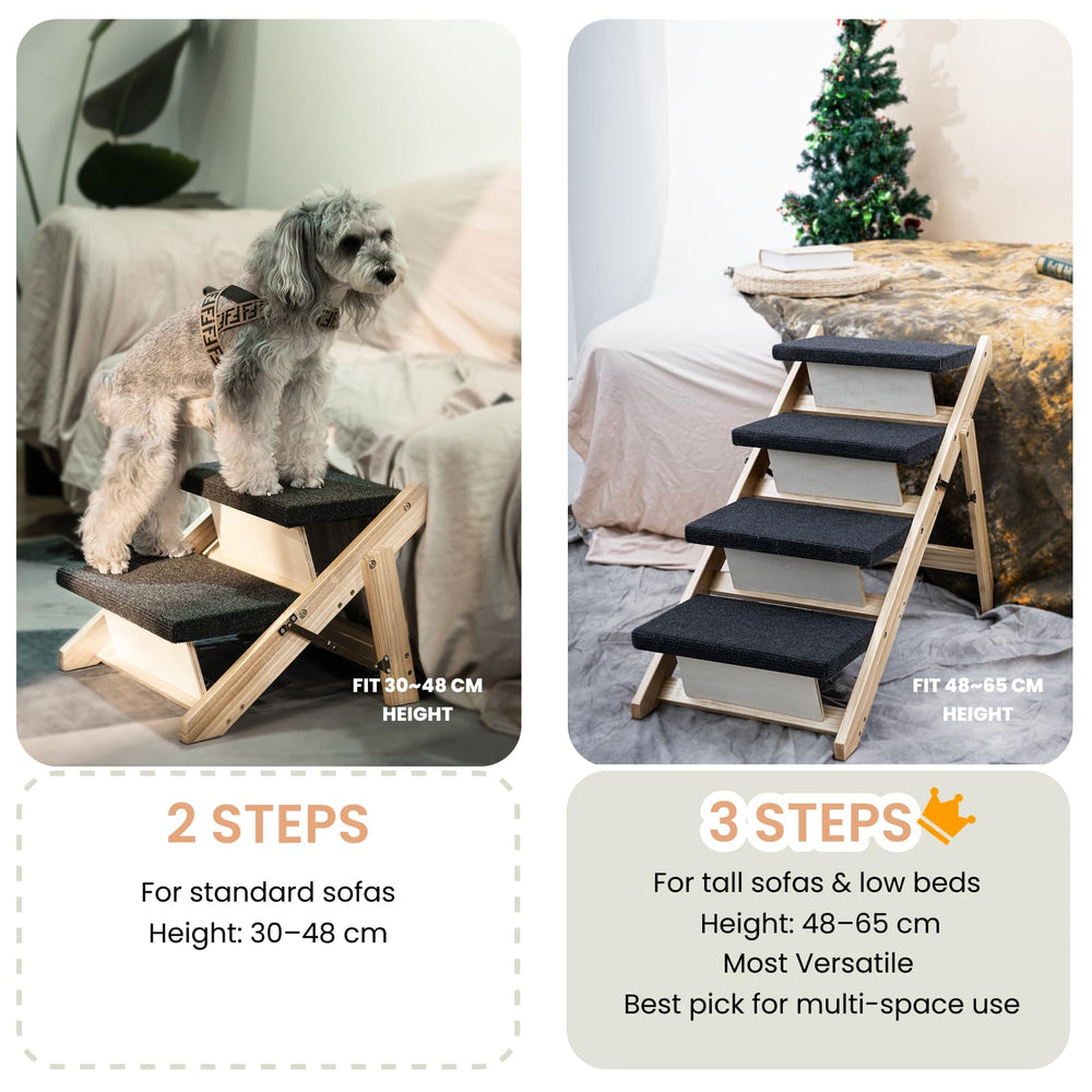 MEWANG wood pet stairs anti-slip safety features prevent wobble during climbs
