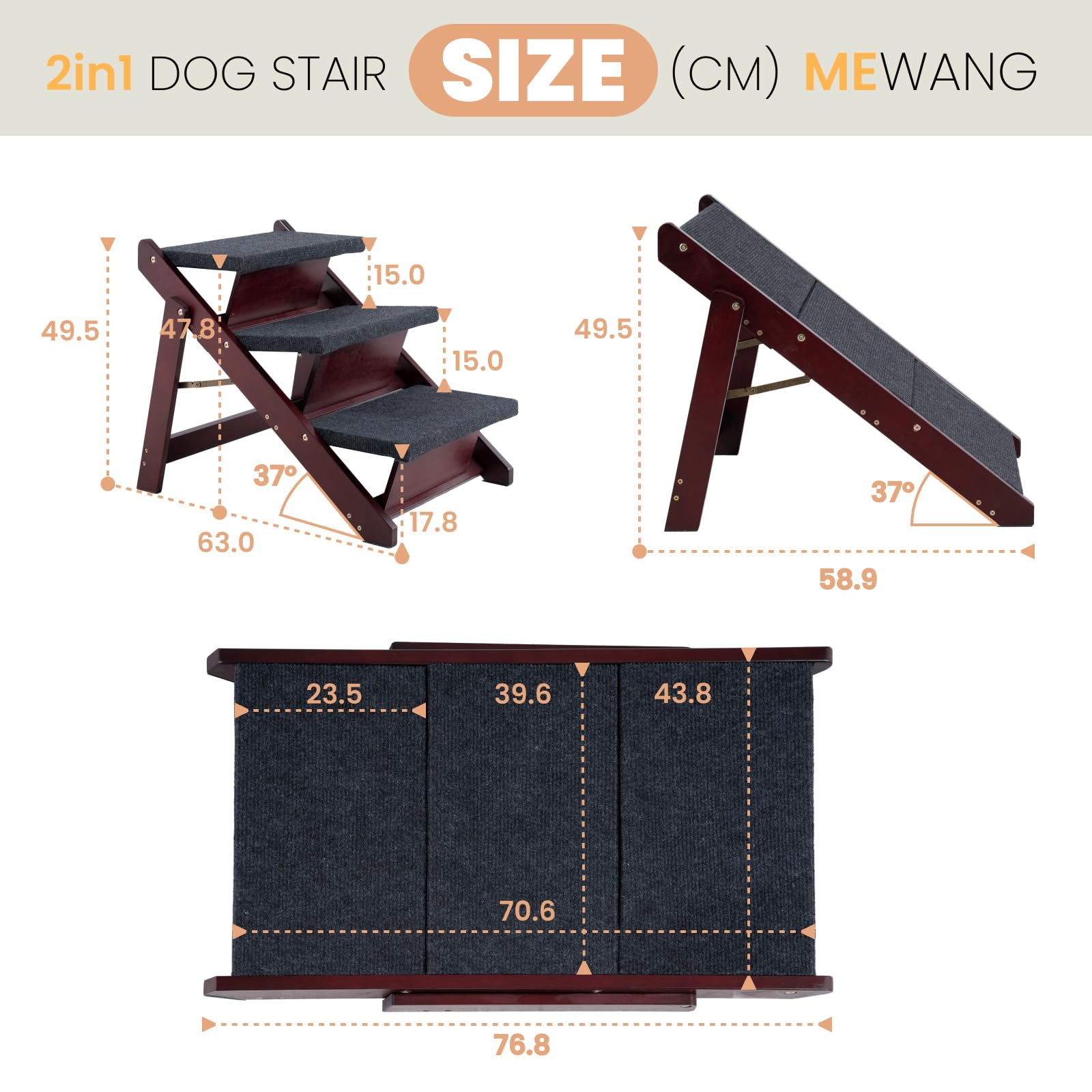 MEWANG anti-slip surface on pet stairs for stable climbs