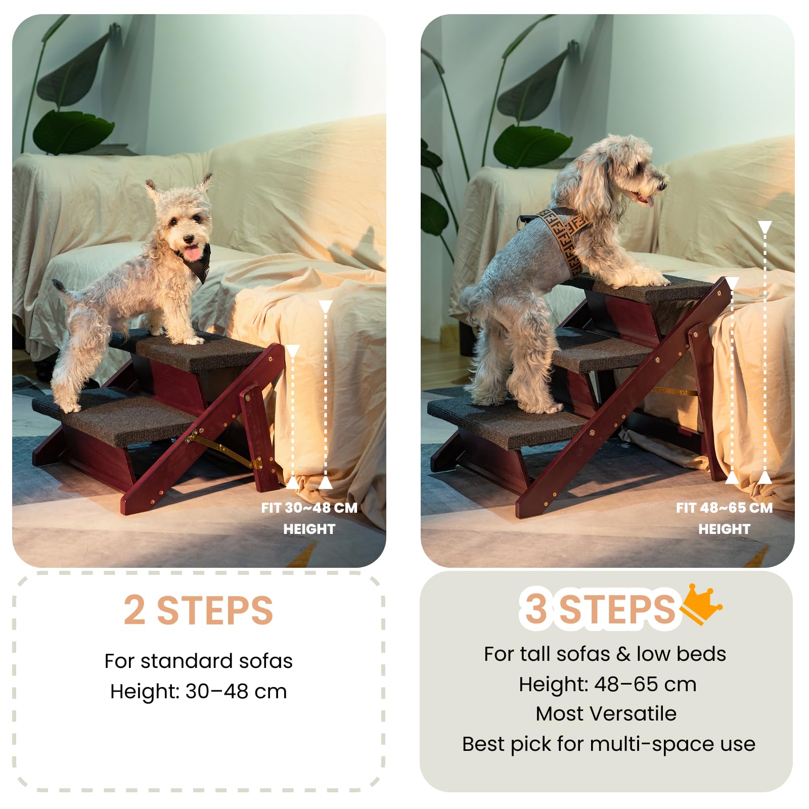 MEWANG birch wood construction provides sturdy support for senior pets