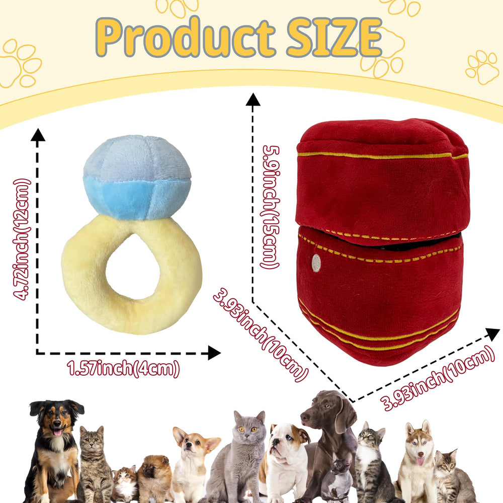 Mewcho plush ring closeup highlights squeak feature for engaging, interactive dog engagement moments.