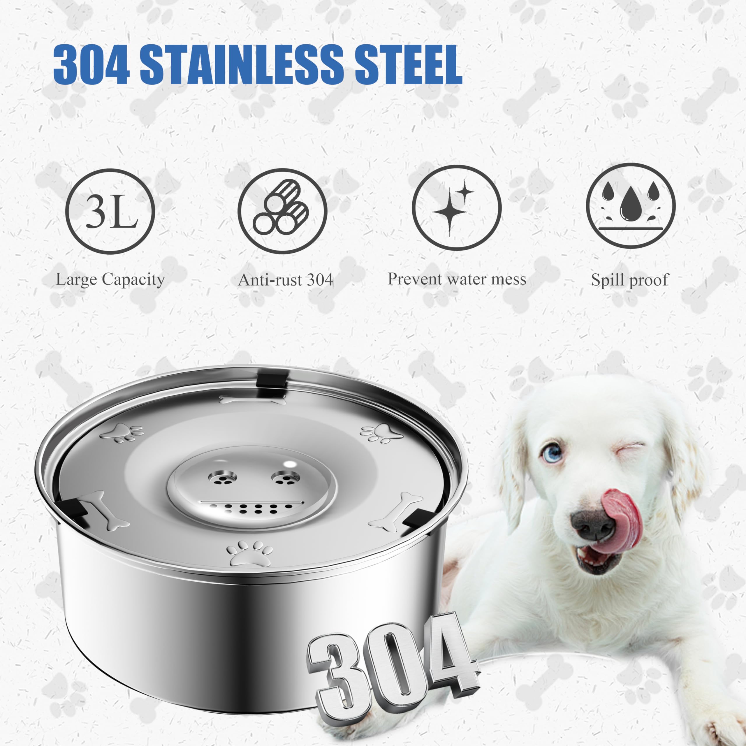 MewDgland slow-drink design helps minimize splashes while dogs drink